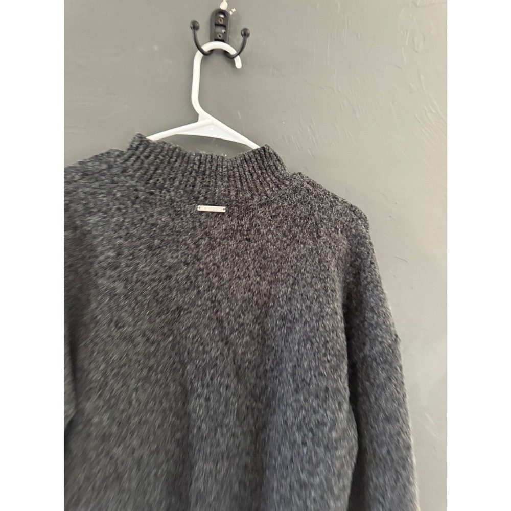Michael Kors Womens Mock Neck Colorblock High Low Knit Sweater Gray XL - Picture 4 of 9